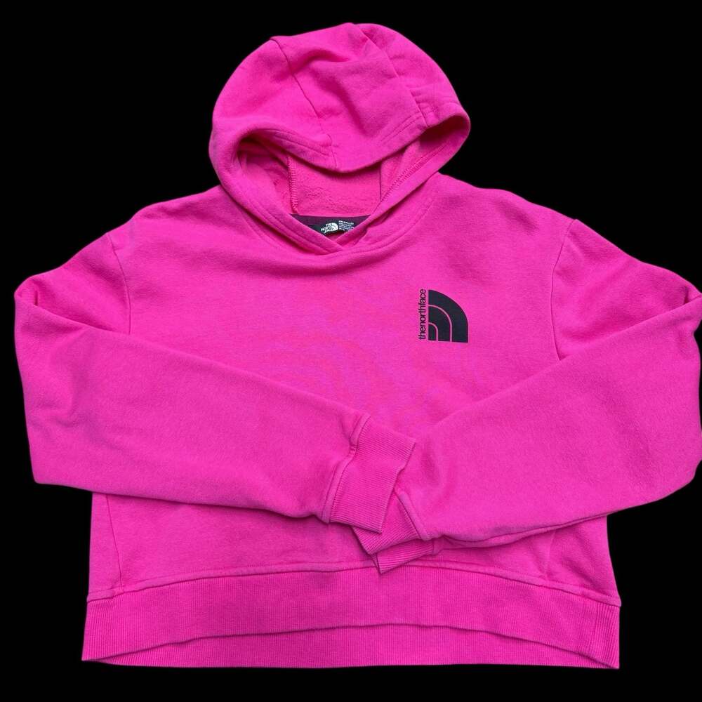 The North Face Girls Pink Cropped Logo Hoodie Size XL (14/16)